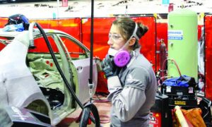 Dujmovic at the Canadian National Skills Competition in Winnipeg. The Canadian team members were invited to the event to practice their skills, as they qualified for WorldSkills 2017 at last year's competition. Dujmovic also served as a judge for the Autobody competition in Winnipeg.