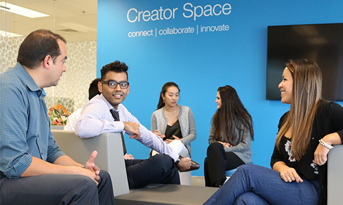 BASF Canada employees in the head office’s new Creator Space—a space dedicated to networking and collaboration. BASF was one of the automotive businesses selected as Canada’s Top 100 Employers for 2018.