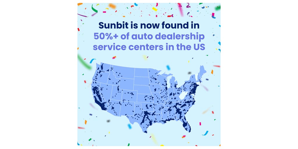 Over 50% of US Auto Dealerships Select Sunbit as Partner for Service, Parts and Repairs